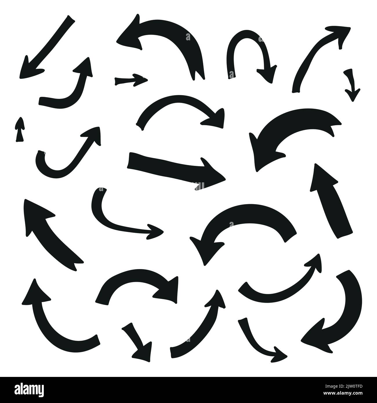 Set of hand drawn bold marker arrows isolated on white background Stock ...