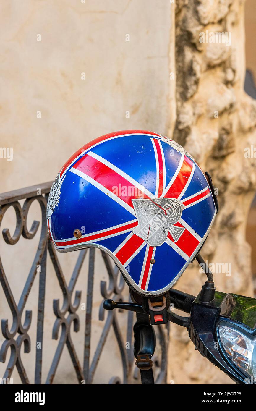 mod crash helmet painted with a union jack or union flag design