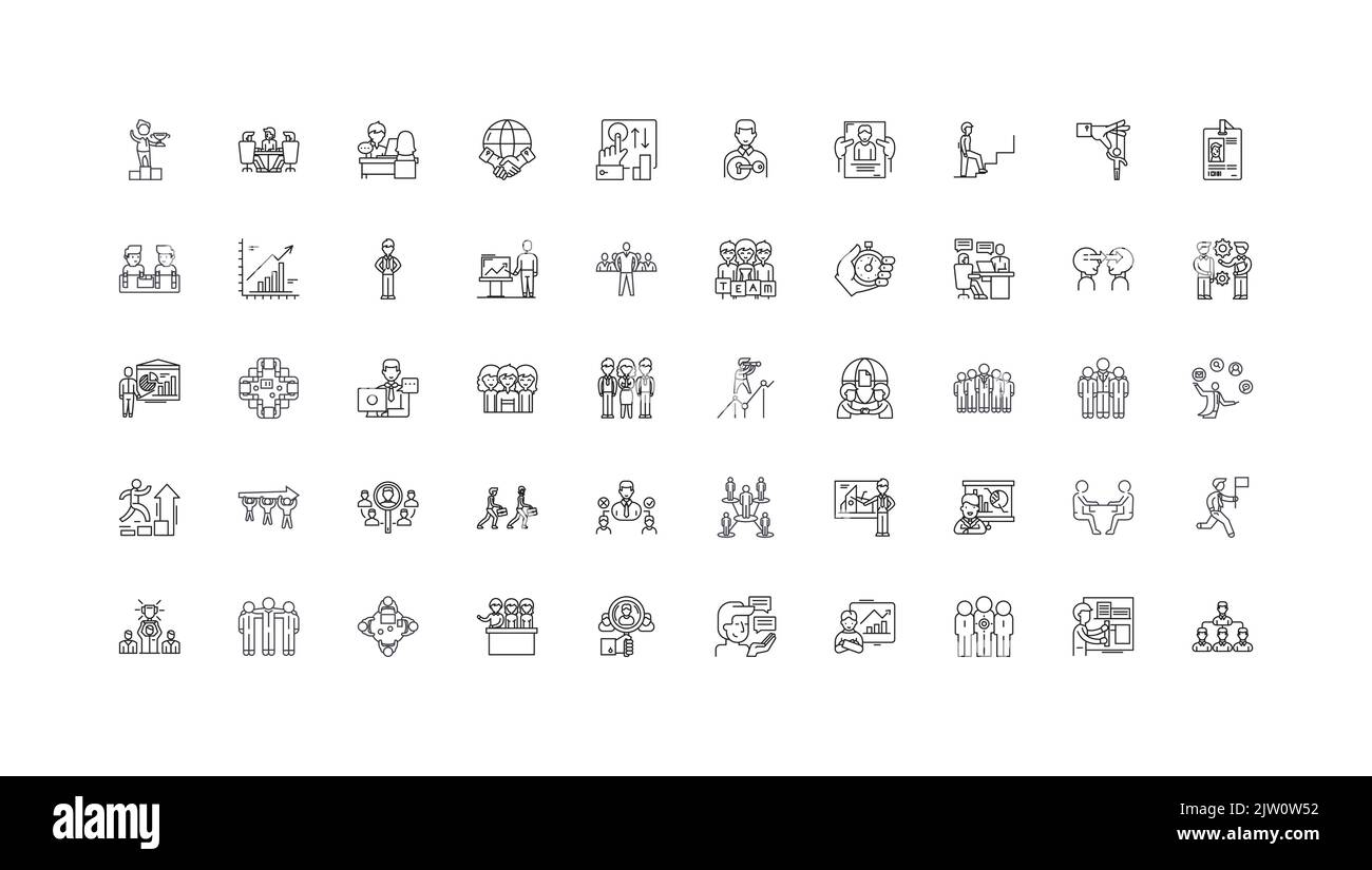 Human resources ideas, linear icons, line signs set, vector collection Stock Vector