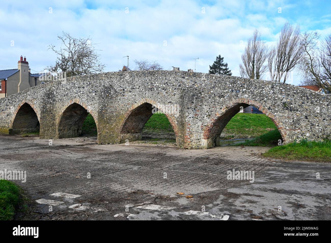 15th century packhorse bridge, moulton, cambridgeshire Stock Photo Alamy
