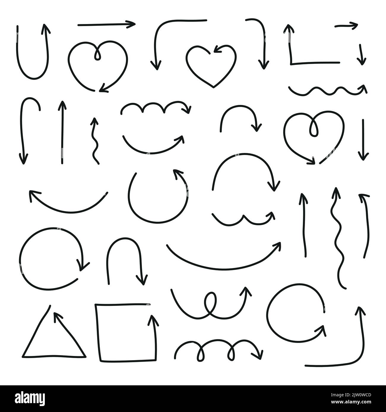 Set of hand drawn marker arrows isolated on white background Stock ...