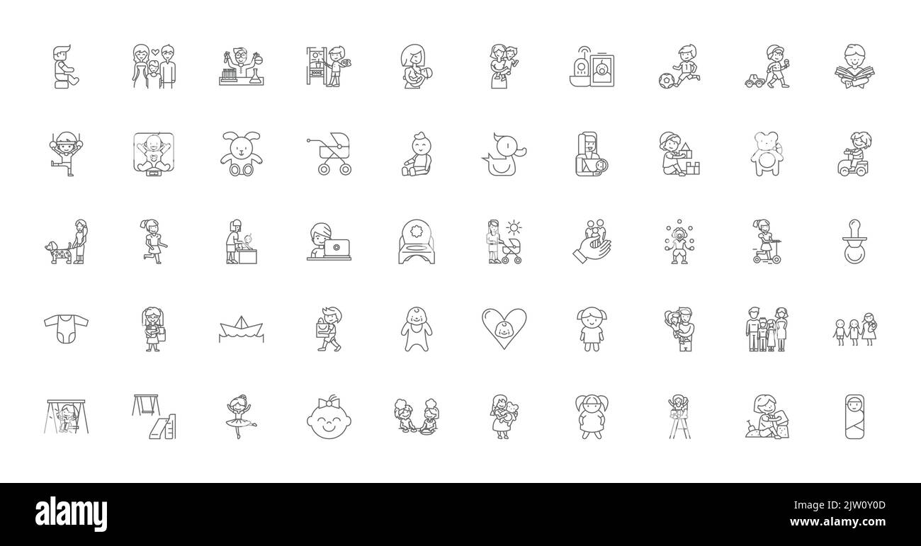 Baby ideas, linear icons, line signs set, vector collection Stock Vector