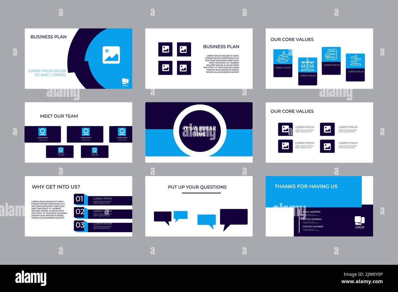 Pitch deck presentation design template. Geometric abstract shapes composition. People paying