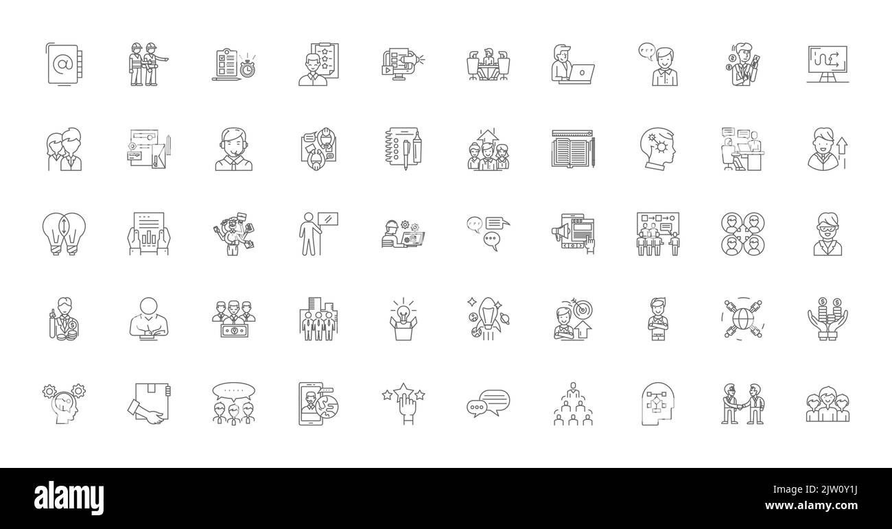 Business intelligence ideas, linear icons, line signs set, vector collection Stock Vector