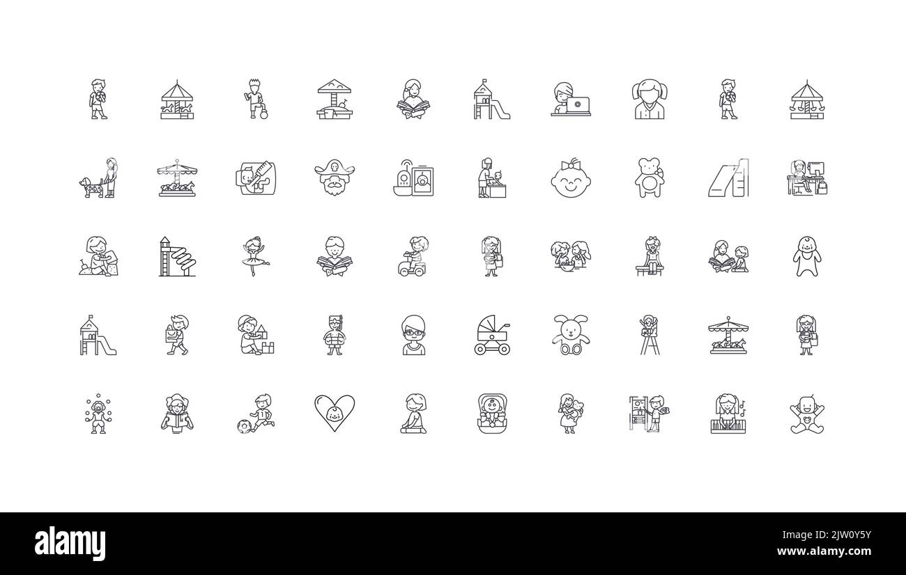 Children ideas, linear icons, line signs set, vector collection Stock ...