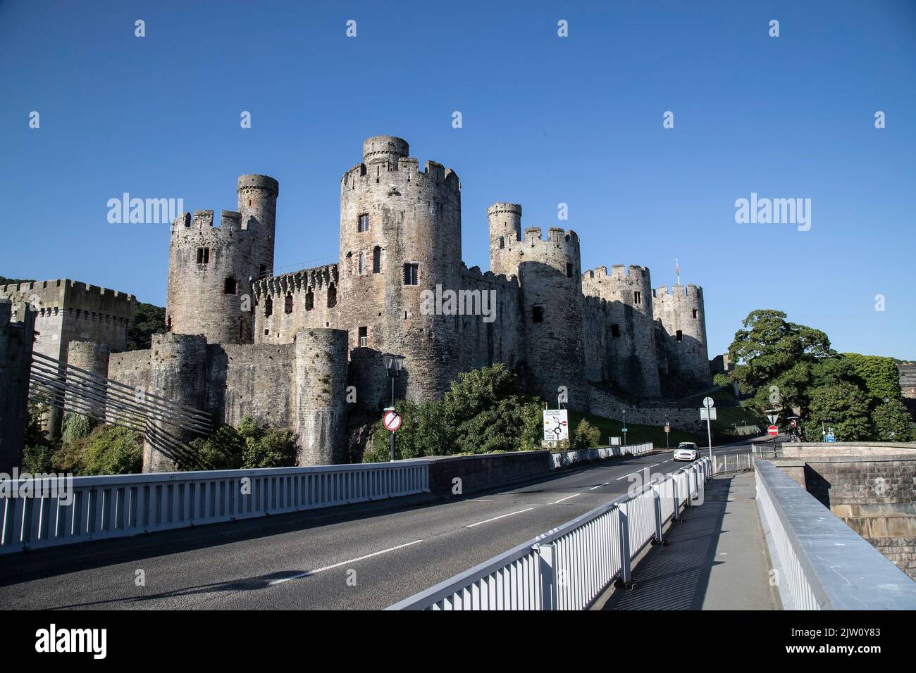 An imposing view of Conwy Castle, North Wales viewed from the North