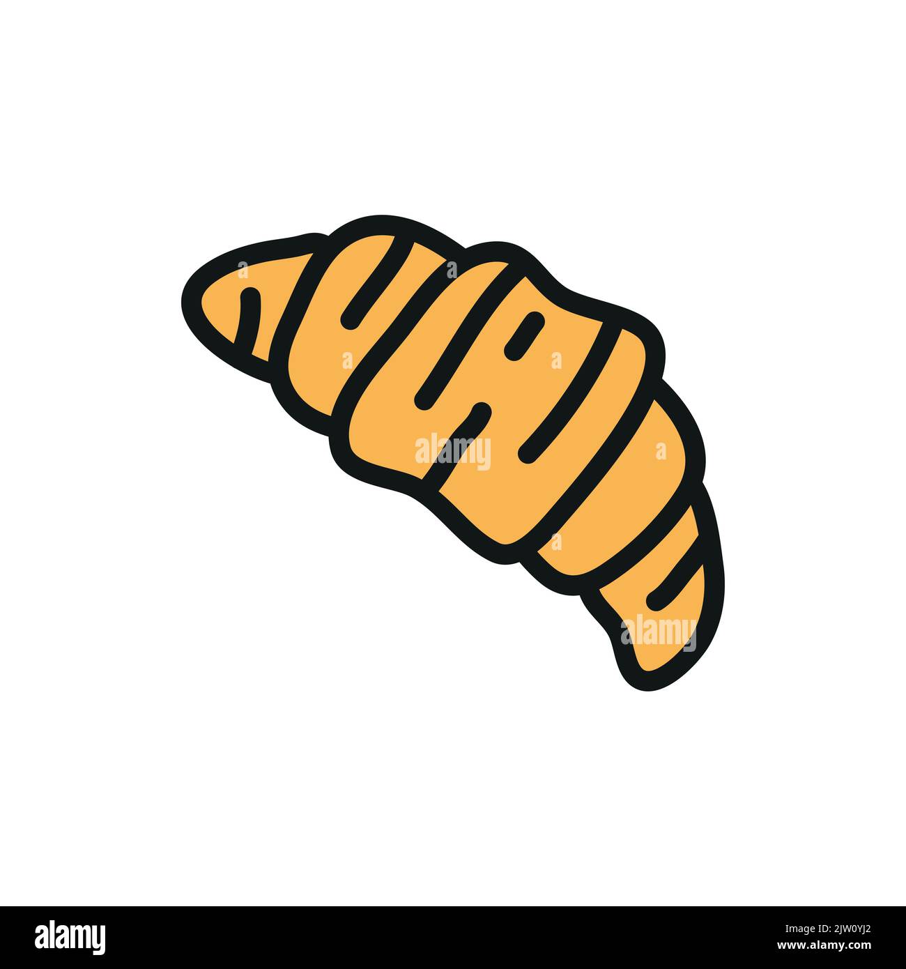 Doodle colored croissant isolated on white background Stock Vector ...