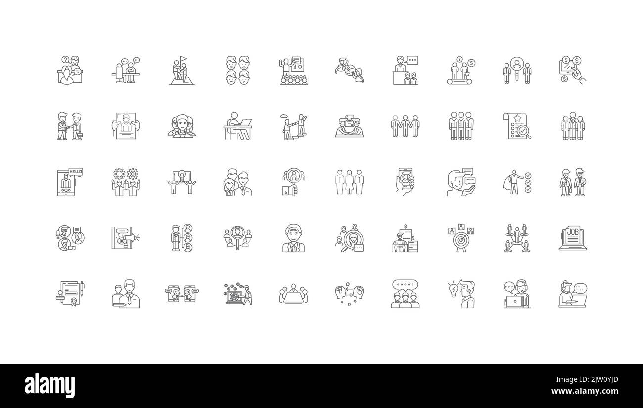 Recruitment ideas, linear icons, line signs set, vector collection Stock Vector