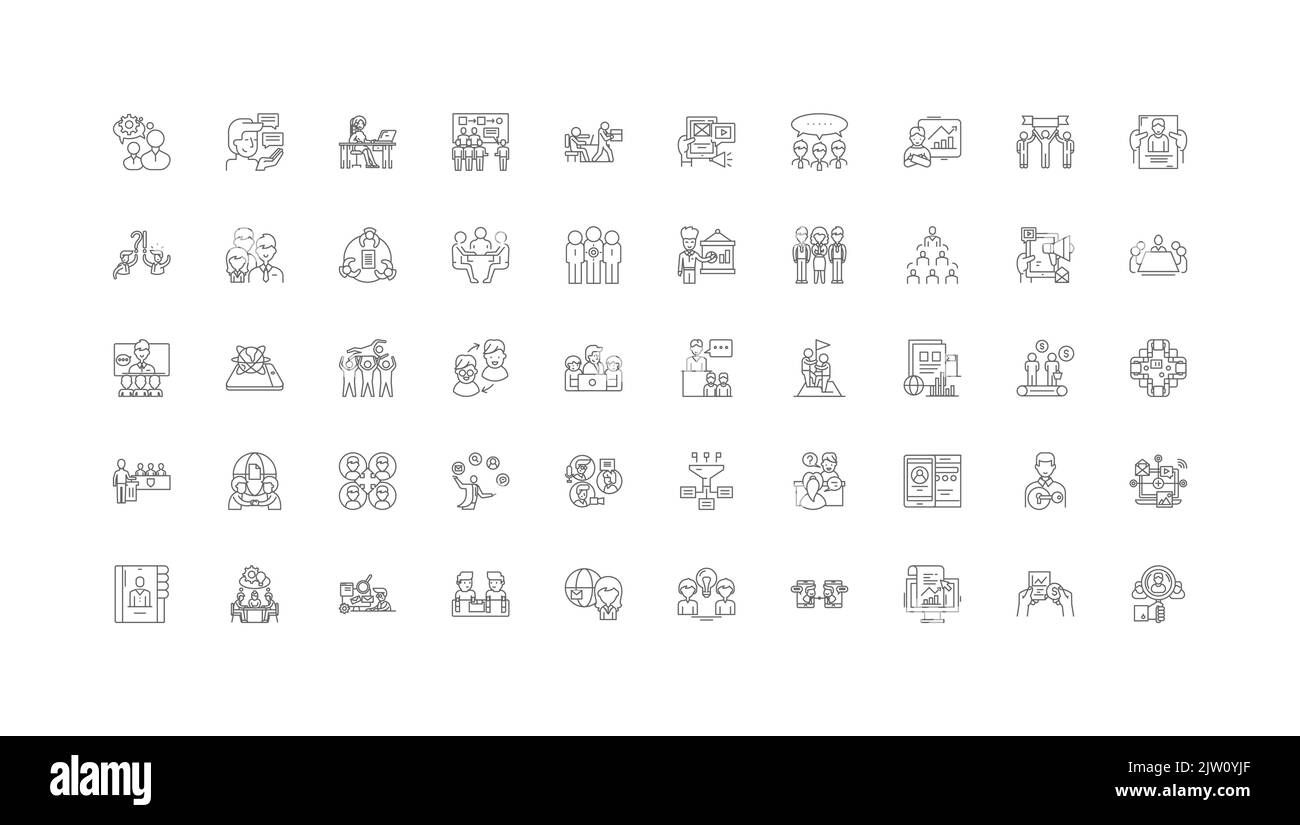 Social media concept illustration, linear icons, line signs set, vector ...