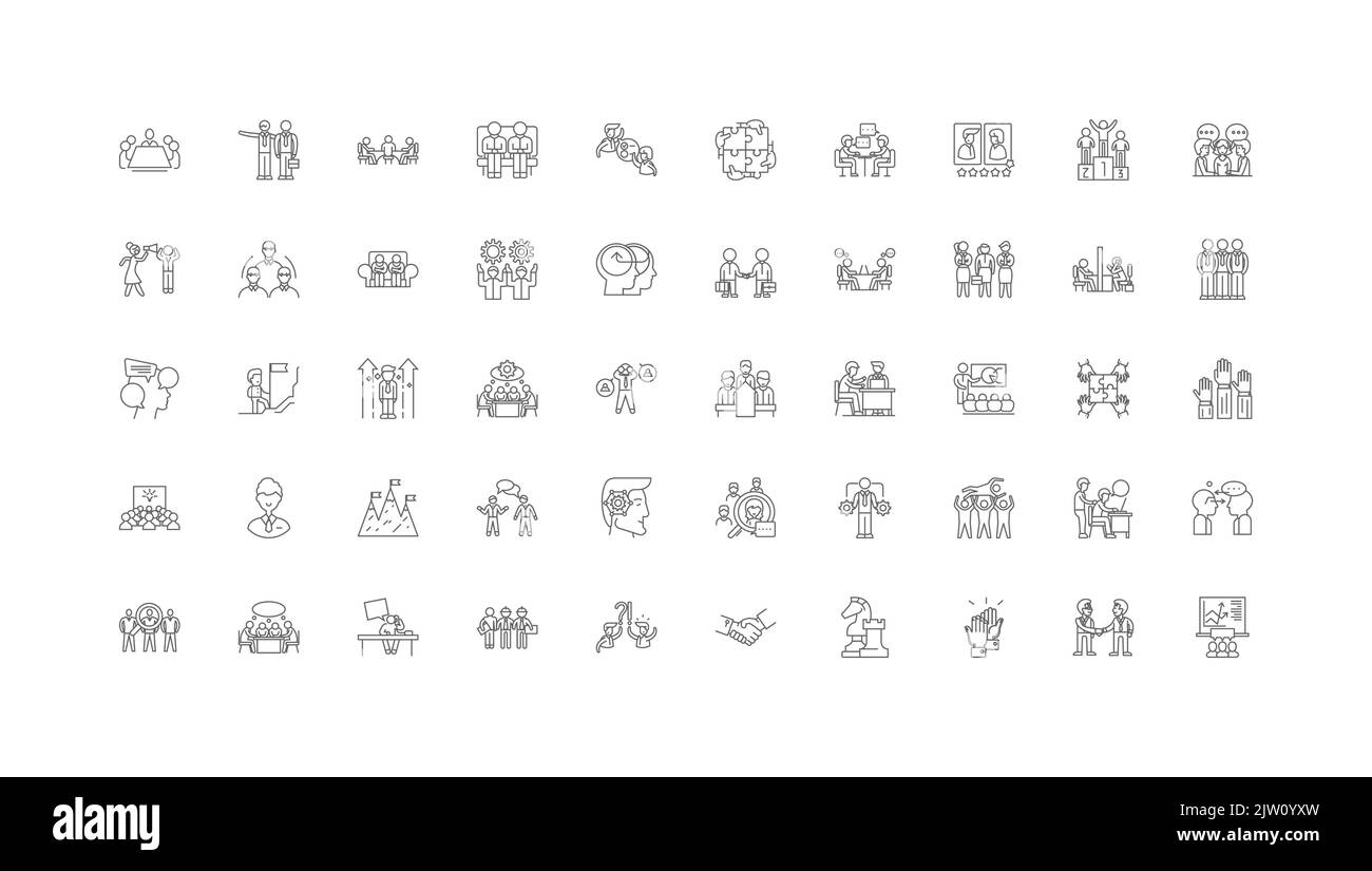 Community concept illustration, linear icons, line signs set, vector ...