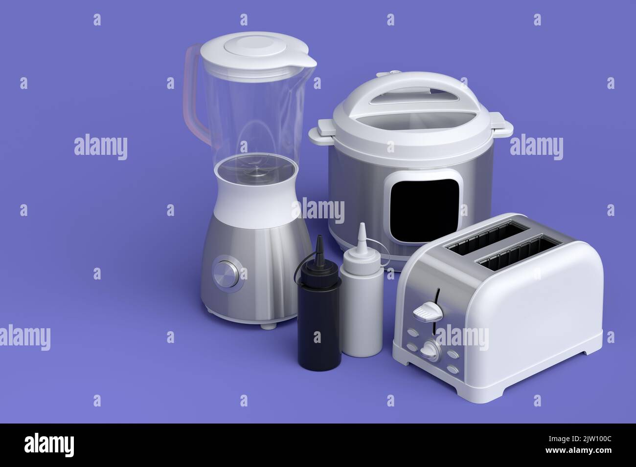 Toaster, kettle, coffeemaker with kitchen utensil for preparation of ...