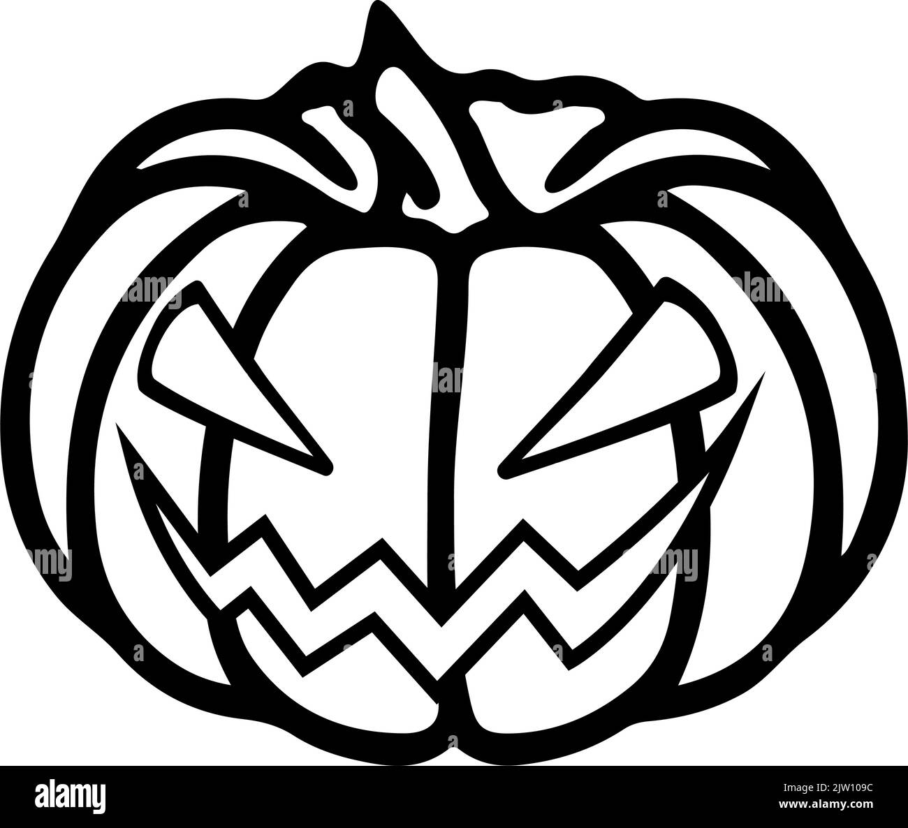 Vector Halloween symbol, scary pumpkin face with evil smile. Jack o ...