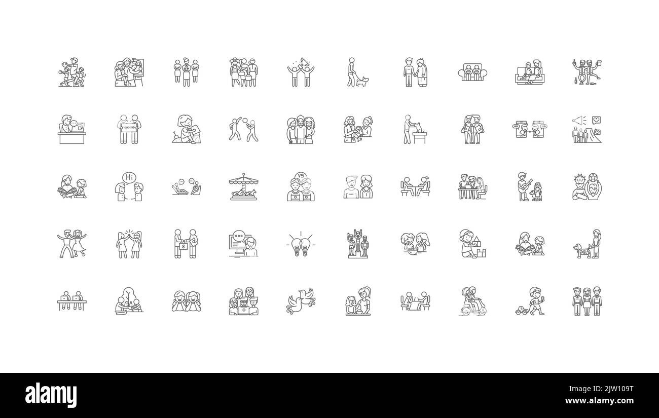 Friendship ideas, linear icons, line signs set, vector collection Stock ...