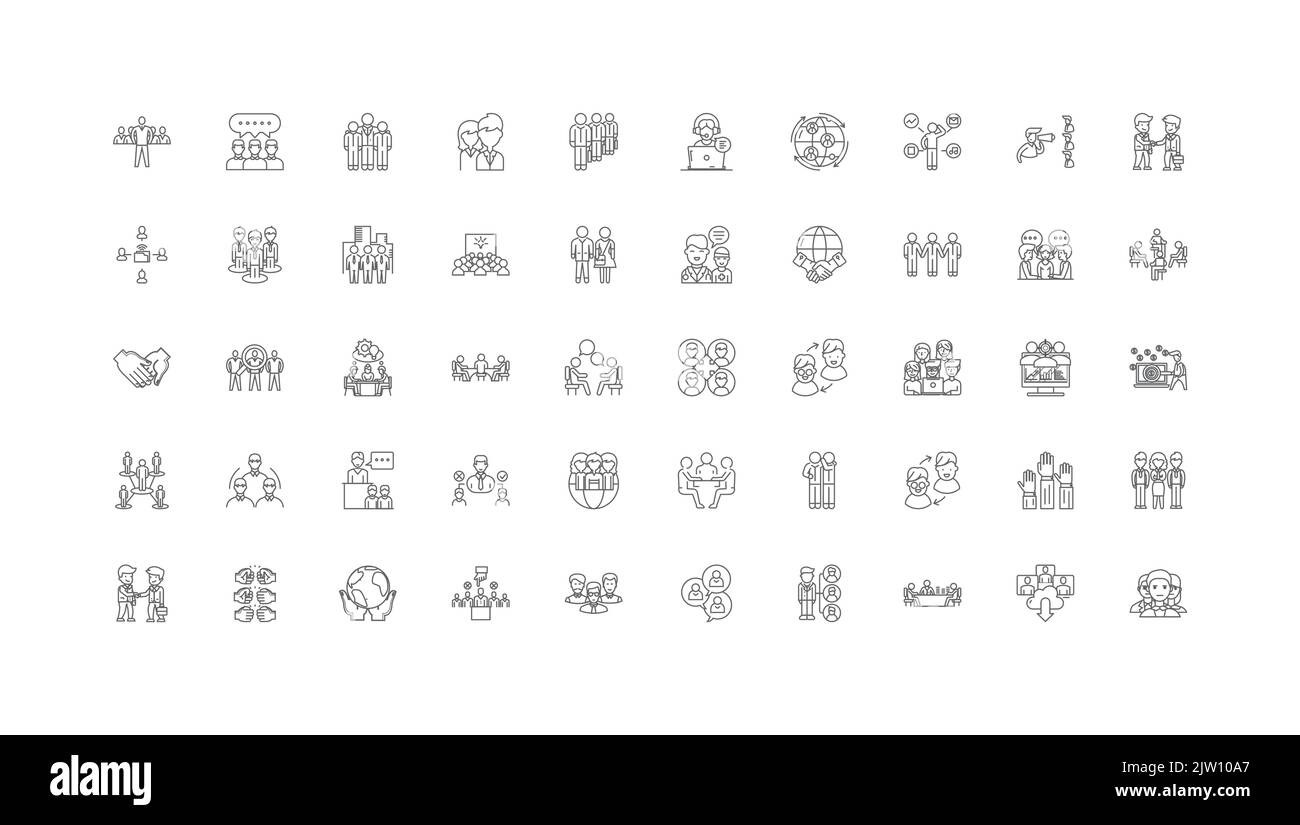 Community System ideas, linear icons, line signs set, vector collection ...
