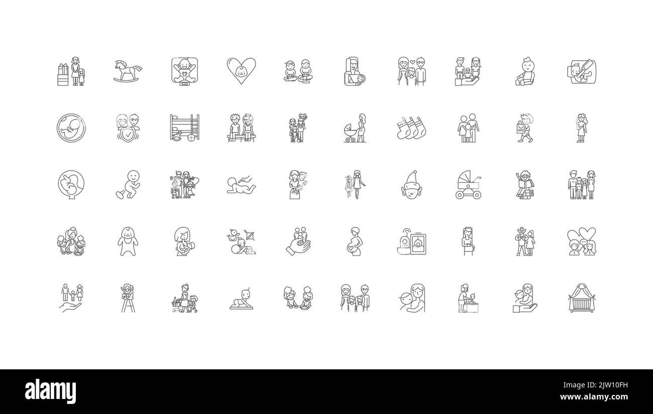 Maternity ideas, linear icons, line signs set, vector collection Stock Vector