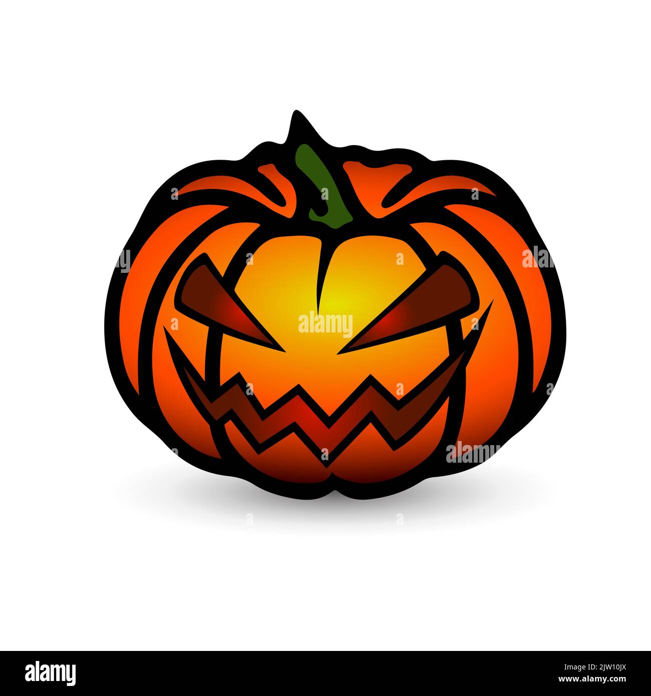 Vector Halloween symbol, scary pumpkin face with evil smile. Jack o ...