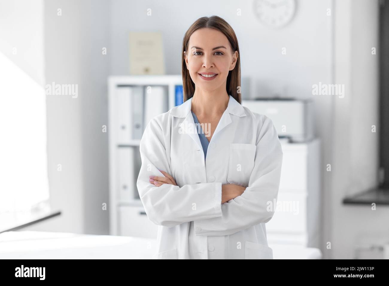 Woman doctor happy arms hi-res stock photography and images - Alamy