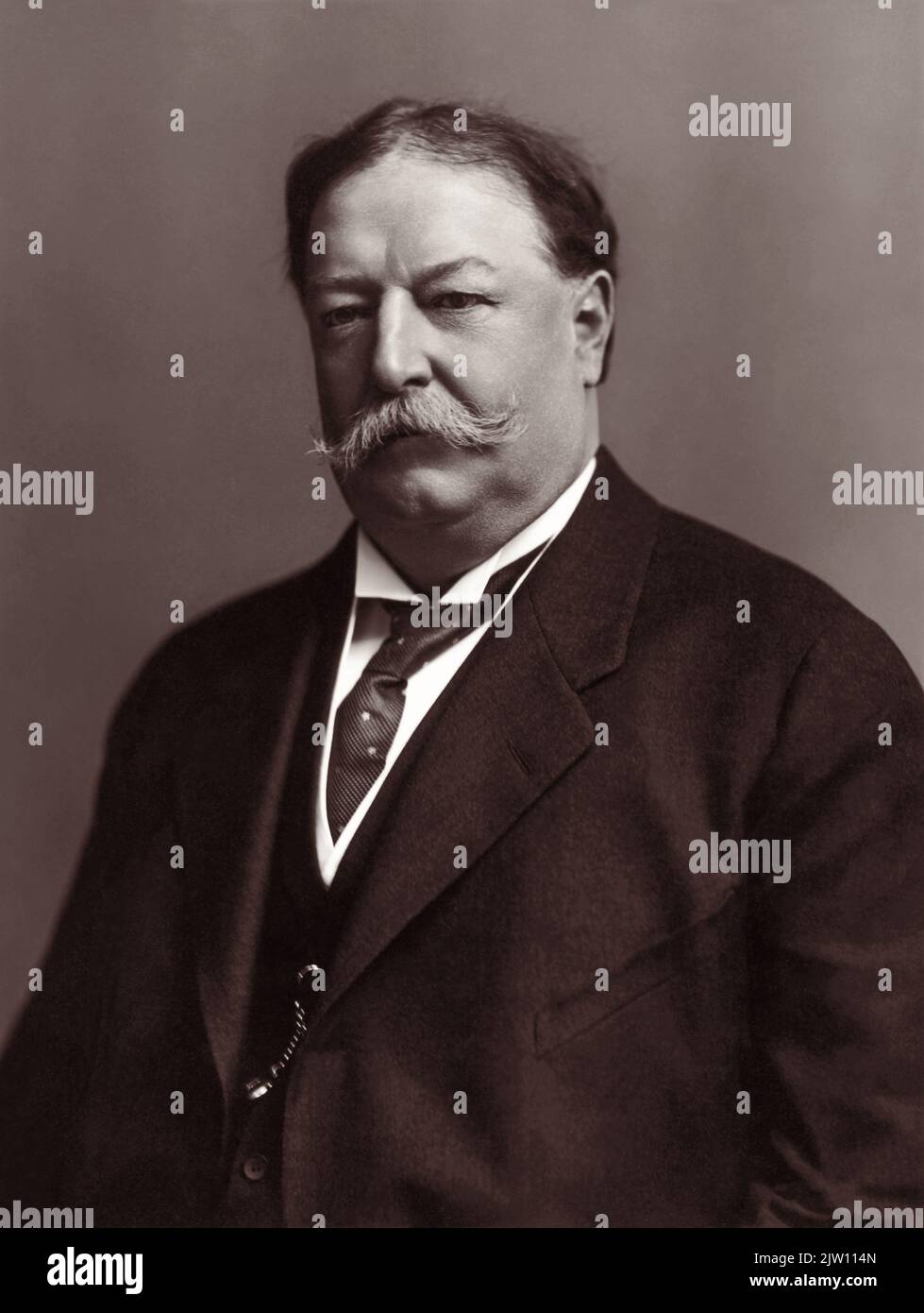 William Henry Taft (1857-1930), in 1908, prior to serving as the 27th President of the United States between March 1909 and March 1913. Taft also served in other years as U.S. Supreme Court Chief Justice, U.S. Secretary of War, 1st Provisional Governor of Cuba, Governor-General of the Philippines, and U.S. Solicitor General. Stock Photo