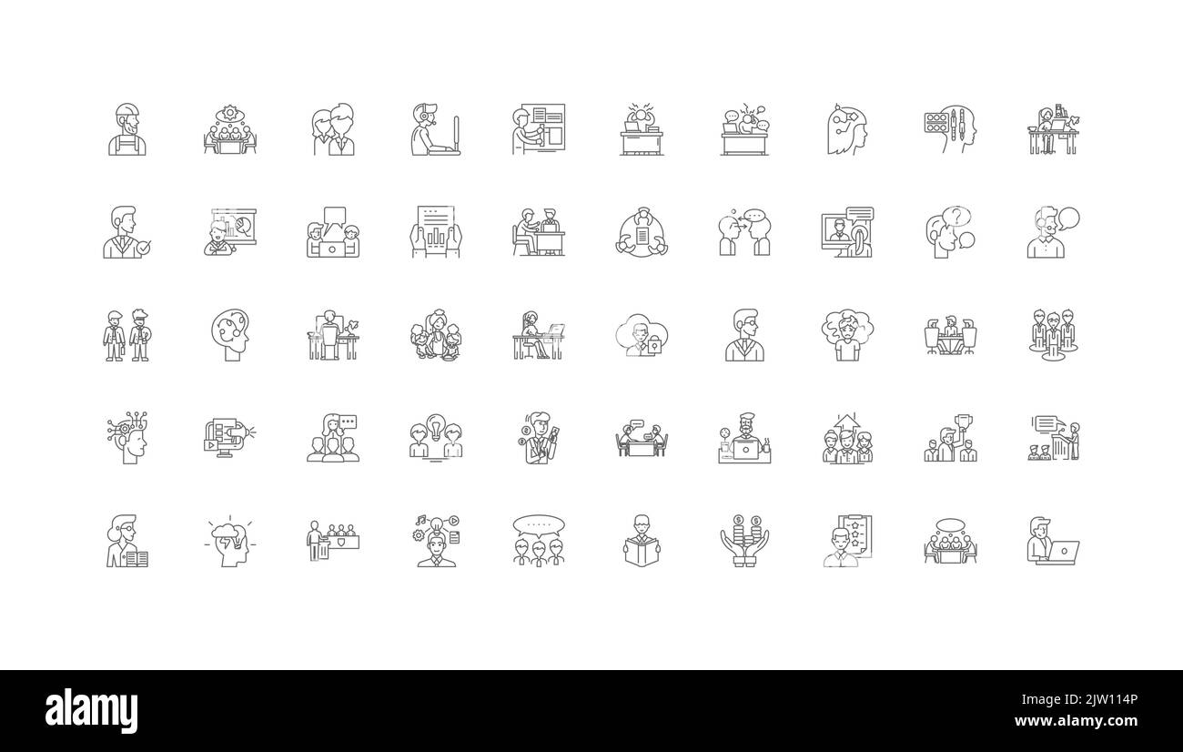 Mindset ideas, linear icons, line signs set, vector collection Stock Vector