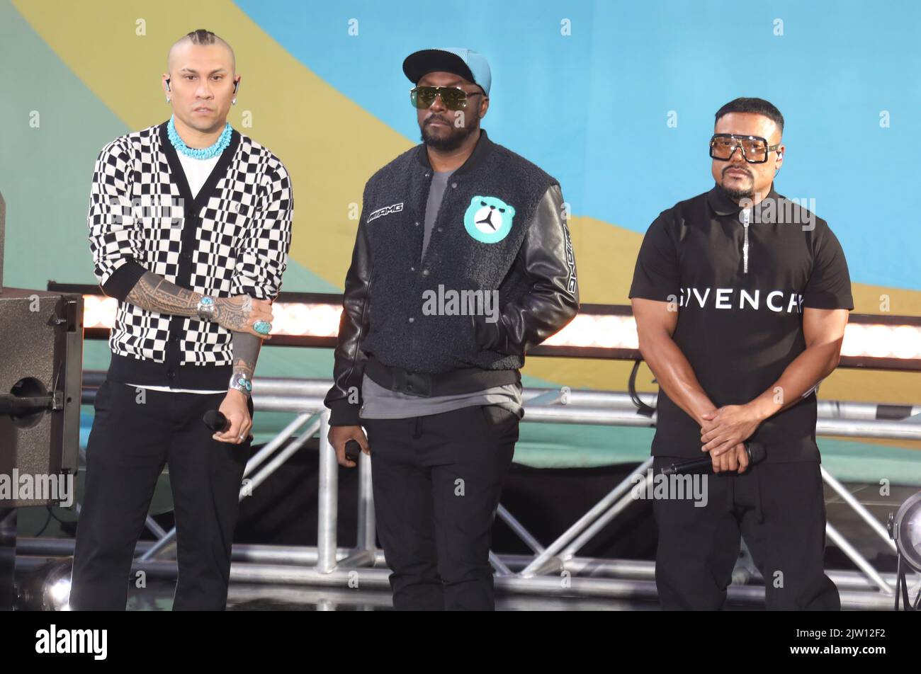 September 2, 2022, New York City, New York, USA: TABOO, WILL.I.AM and APL.DE.AP from the BLACK EYED PEAS perform on â€™Good Morning Americaâ€™ held at Rumsey Playfield in Central Park. (Credit Image: © Nancy Kaszerman/ZUMA Press Wire) Stock Photo