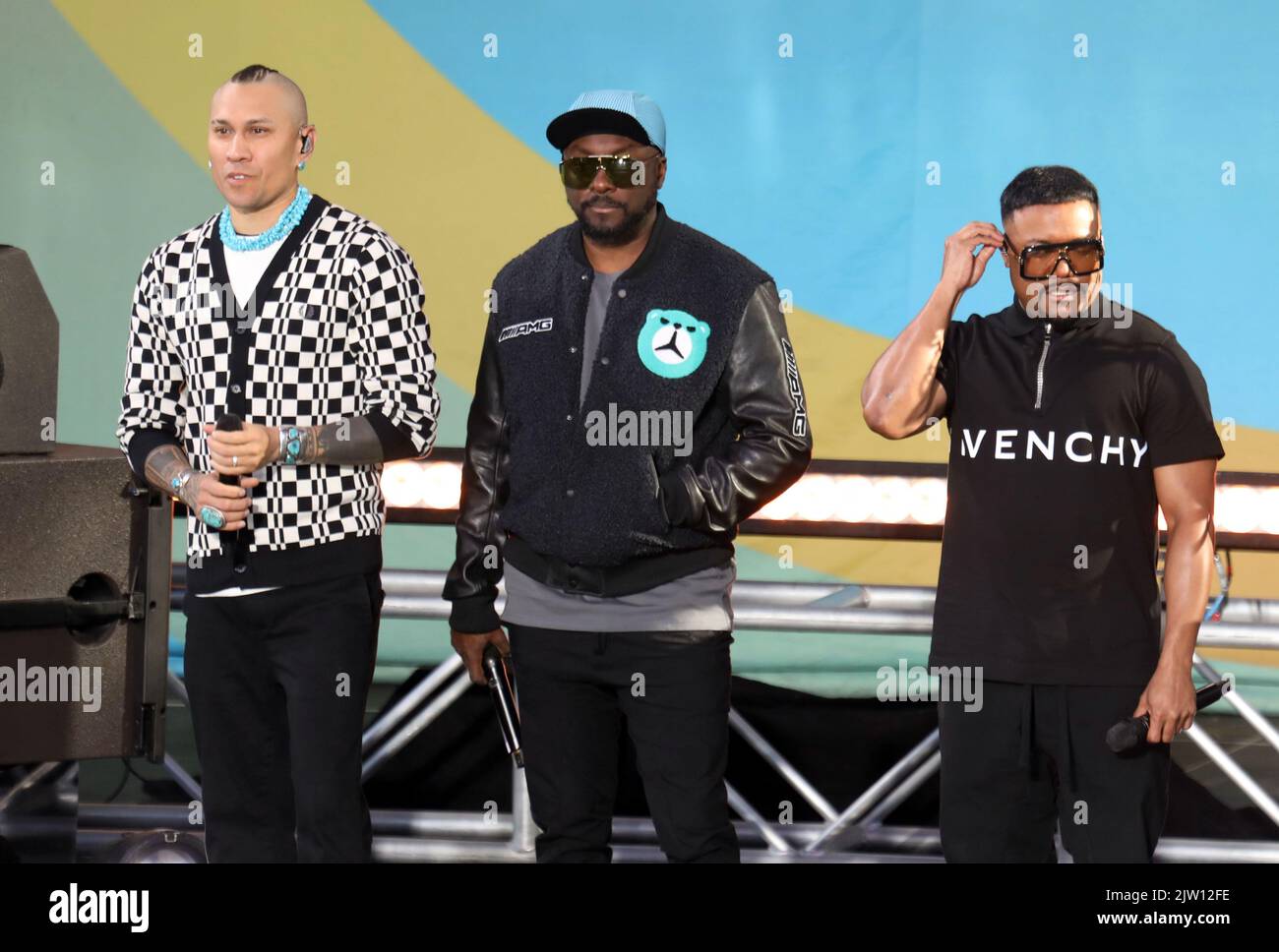 September 2, 2022, New York City, New York, USA: TABOO, WILL.I.AM and APL.DE.AP from the BLACK EYED PEAS perform on â€™Good Morning Americaâ€™ held at Rumsey Playfield in Central Park. (Credit Image: © Nancy Kaszerman/ZUMA Press Wire) Stock Photo