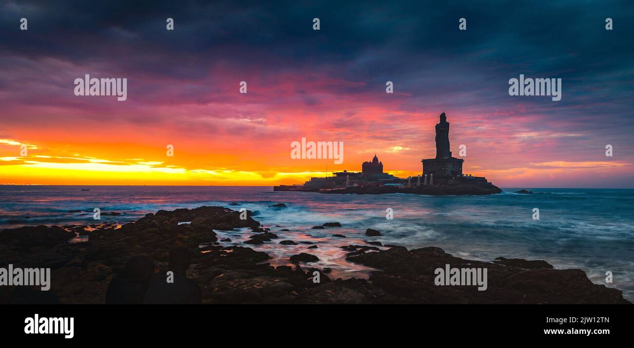Colourful sunrise at Kanyakumari Beach, India Stock Photo Alamy