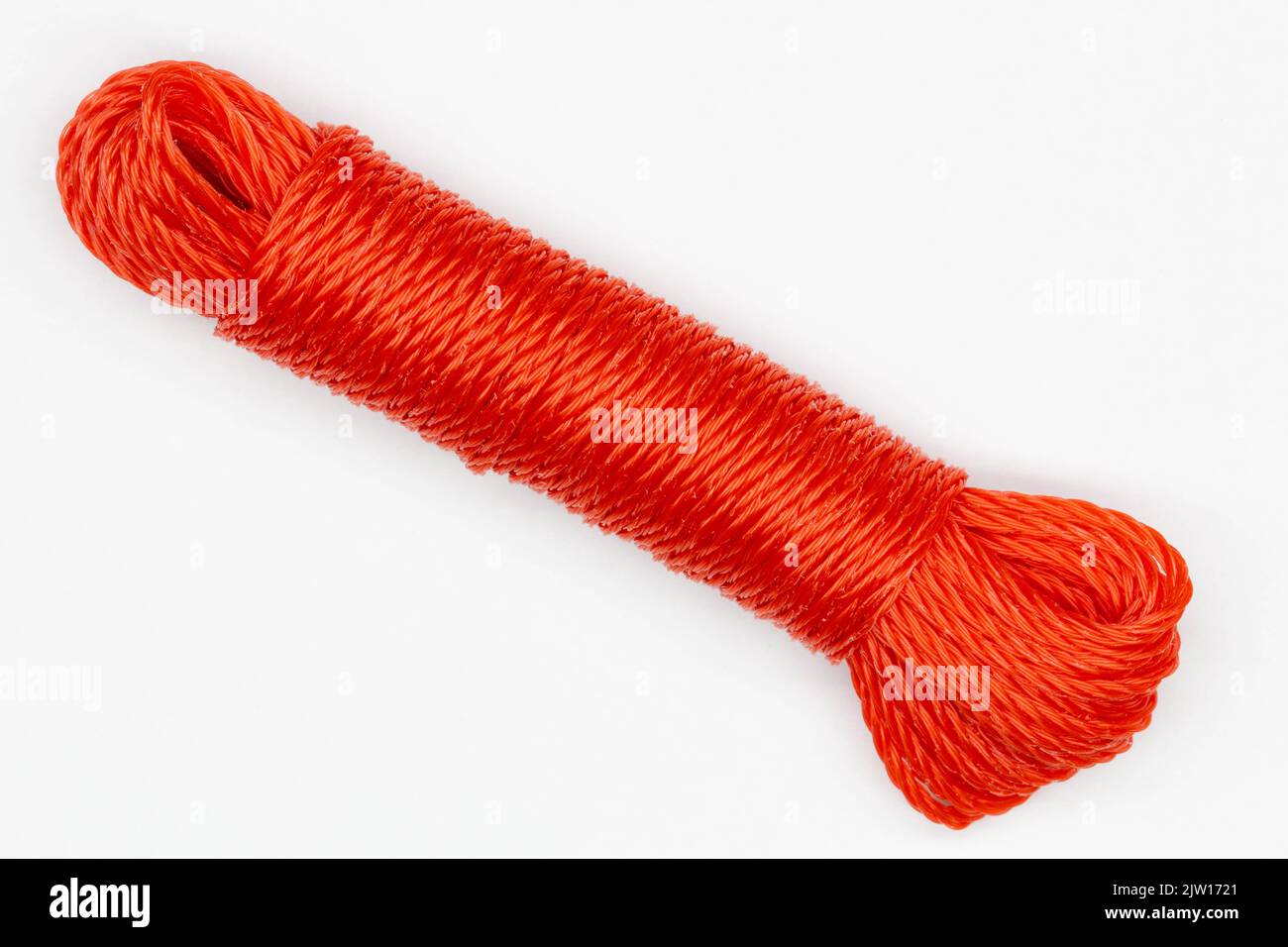 Bow of Red White String, Twine Rope isolated on white., Stock image