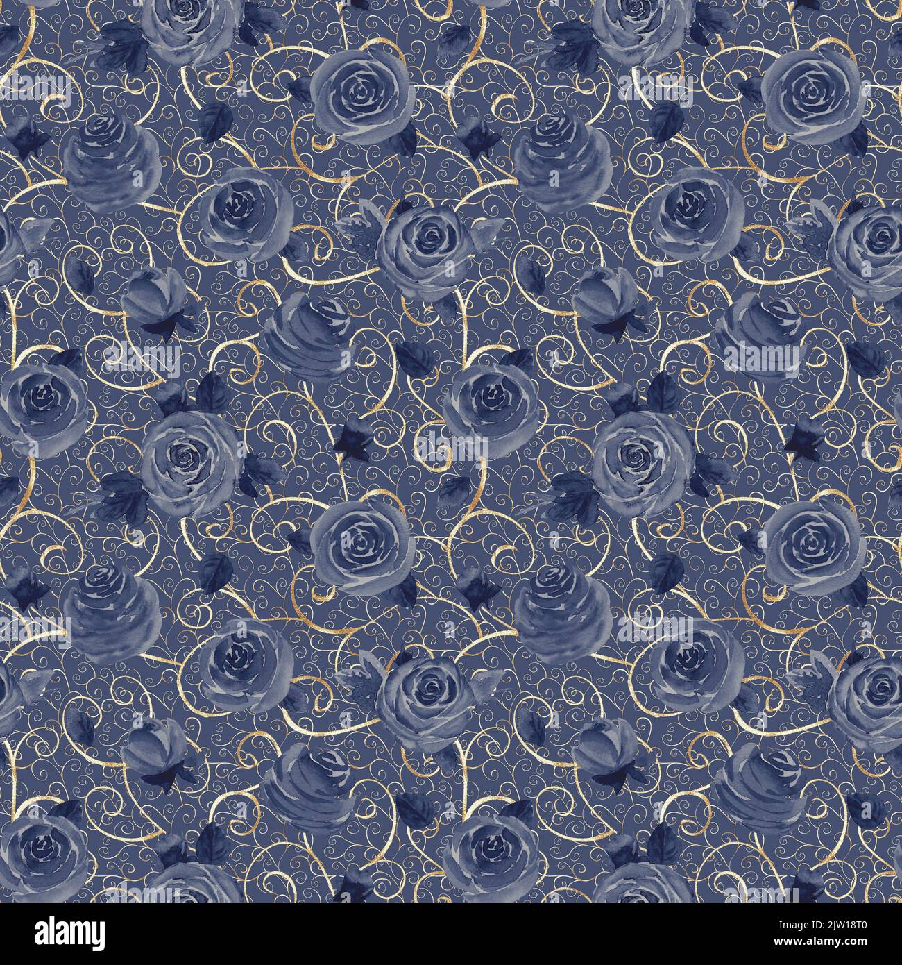 Watercolor roses flowers. Beautiful floral seamless pattern ...