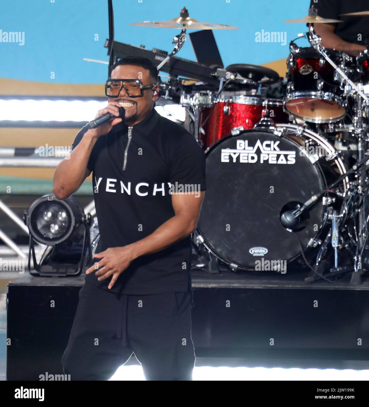 September 2, 2022, New York City, New York, USA: APL.DE.AP from the BLACK EYED PEAS perform on â€™Good Morning Americaâ€™ held at Rumsey Playfield in Central Park. (Credit Image: © Nancy Kaszerman/ZUMA Press Wire) Stock Photo