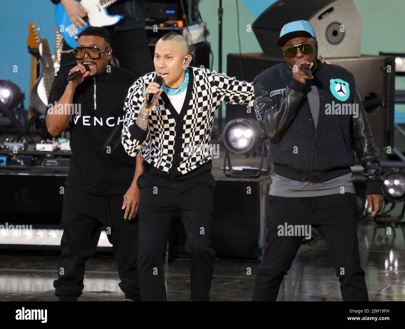 September 2, 2022, New York City, New York, USA: APL.DE.AP, TABOO and WILL.I.AM from the BLACK EYED PEAS perform on â€™Good Morning Americaâ€™ held at Rumsey Playfield in Central Park. (Credit Image: © Nancy Kaszerman/ZUMA Press Wire) Stock Photo