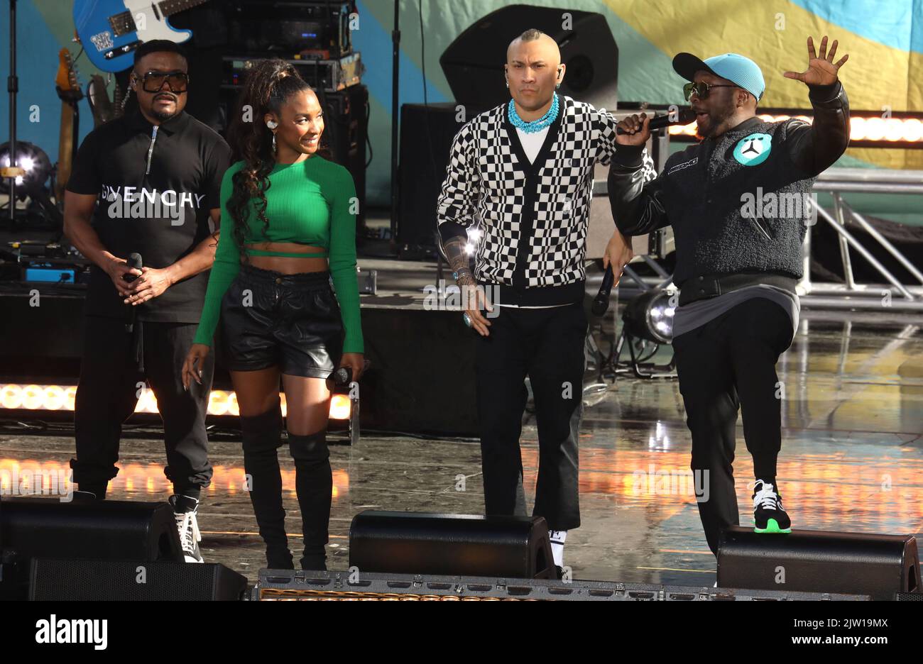September 2, 2022, New York City, New York, USA: APL.DE.AP, J.REY SOUL ,TABOO and WILL.I.AM from the BLACK EYED PEAS perform on â€™Good Morning Americaâ€™ held at Rumsey Playfield in Central Park. (Credit Image: © Nancy Kaszerman/ZUMA Press Wire) Stock Photo