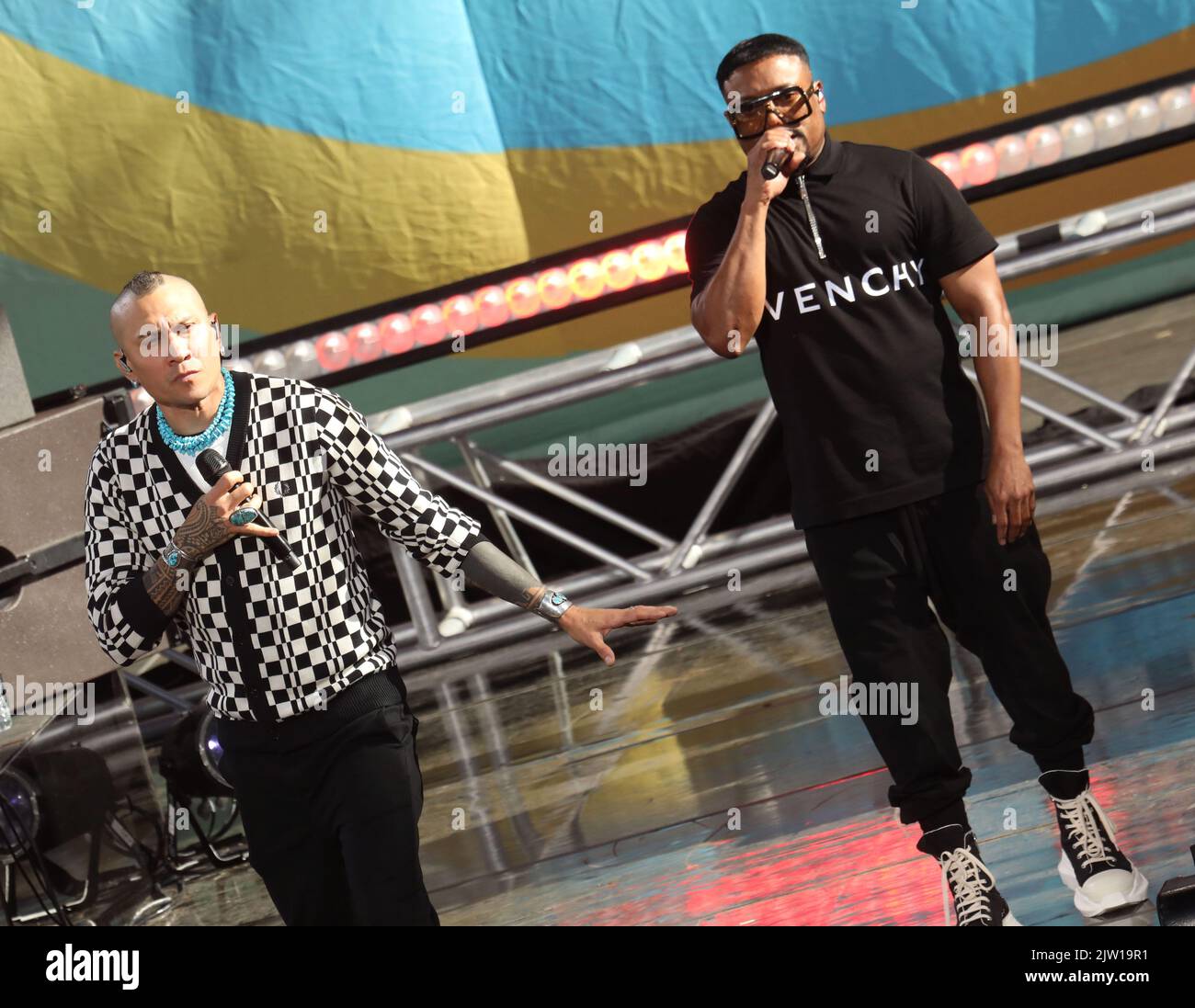 September 2, 2022, New York City, New York, USA: TABOO and APL.DE.AP from the BLACK EYED PEAS perform on â€™Good Morning Americaâ€™ held at Rumsey Playfield in Central Park. (Credit Image: © Nancy Kaszerman/ZUMA Press Wire) Stock Photo