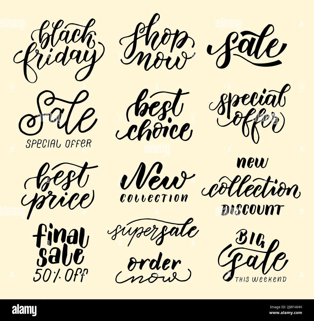 Sale and shopping. Modern brush calligraphy, hand lettering phrases. Vector illustration. Stock Vector