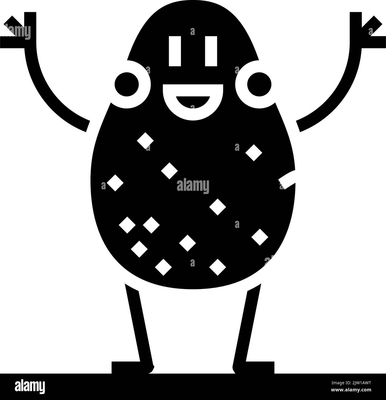 character avocado green glyph icon vector illustration Stock Vector