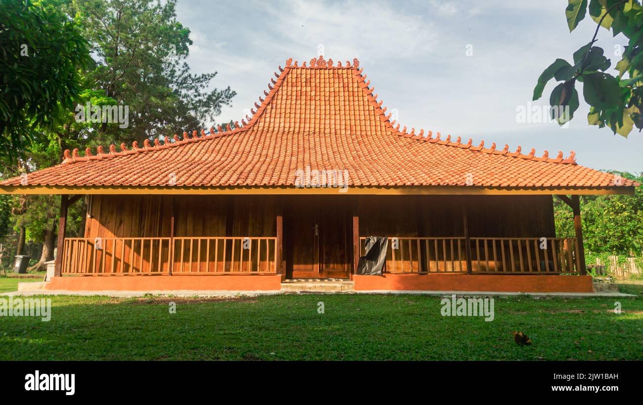 August 2022, Jakarta Indonesia, a traditional Javanese house called joglo in a village in the city of Jakarta, Indonesia Stock Photo