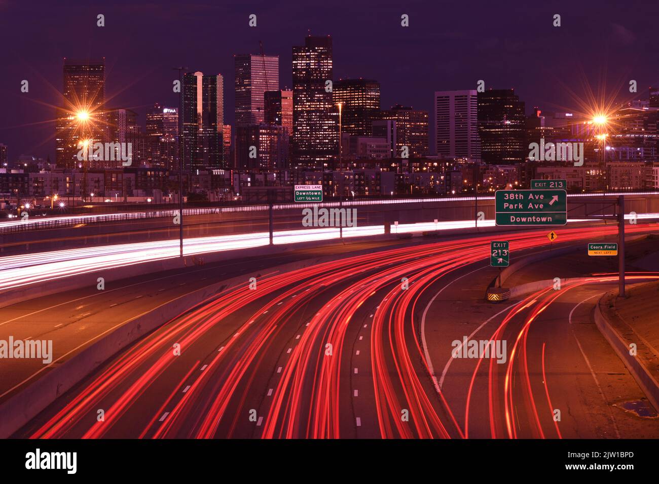 Denver, Colorado and highway 25 exit Stock Photo