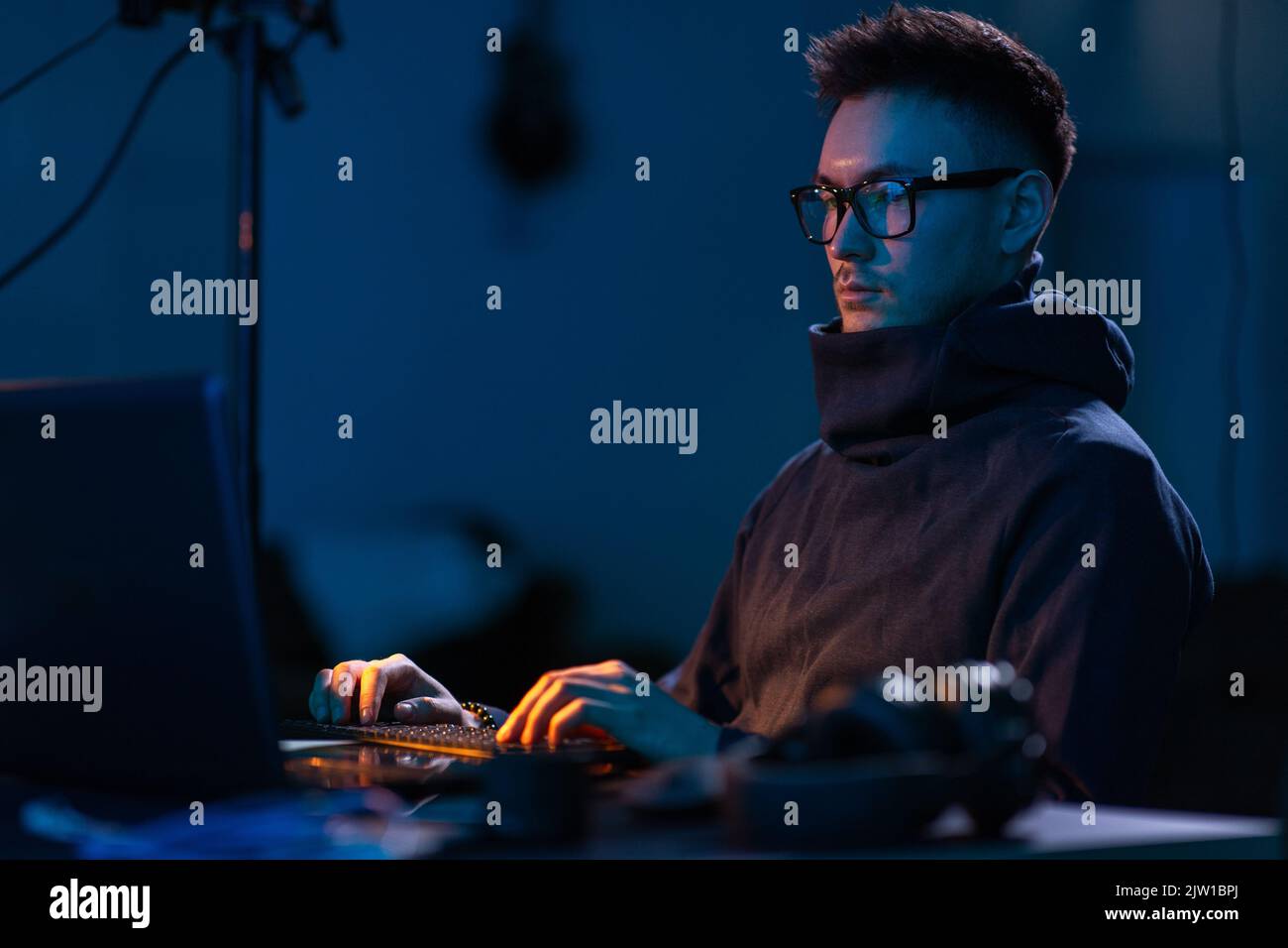 hacker using computer virus for cyber attack Stock Photo