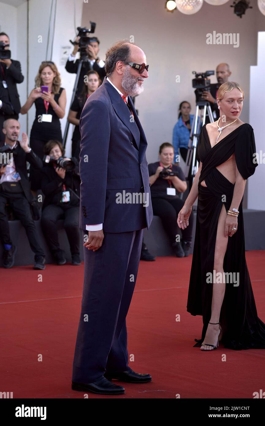 Venezia, Italy. 02nd Sep, 2022. Luca Guadagnino and Chloe Sevigny arrive for the 'Bones And All' red carpet at the 79th Venice International Film Festival on September 02, 2022 in Venice, Italy. Photo by Rocco Spaziani/UPI Credit: UPI/Alamy Live News Stock Photo