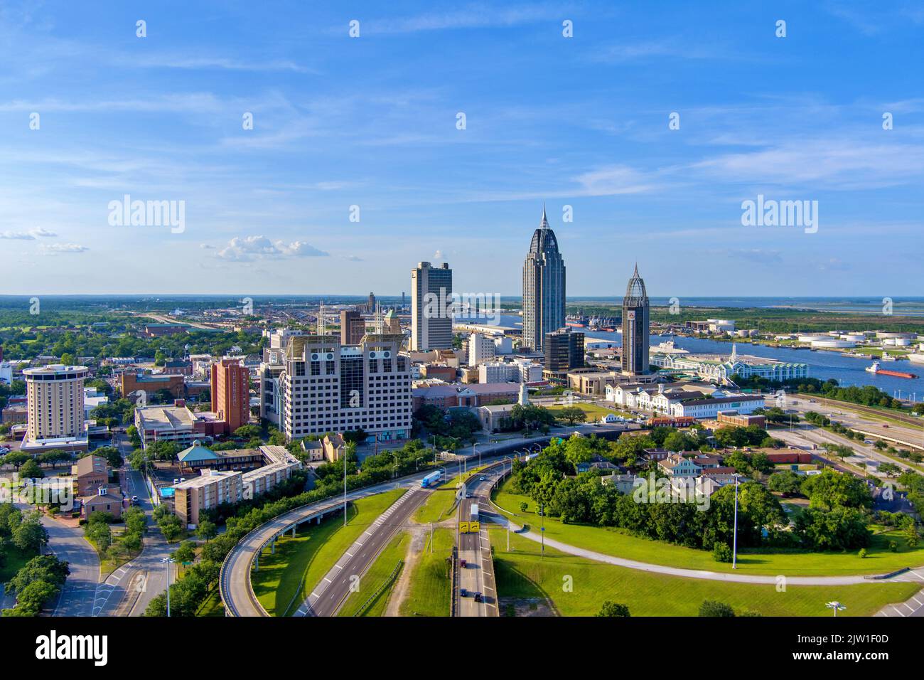 Downtown Mobile, Alabama waterfront skyline Stock Photo Alamy