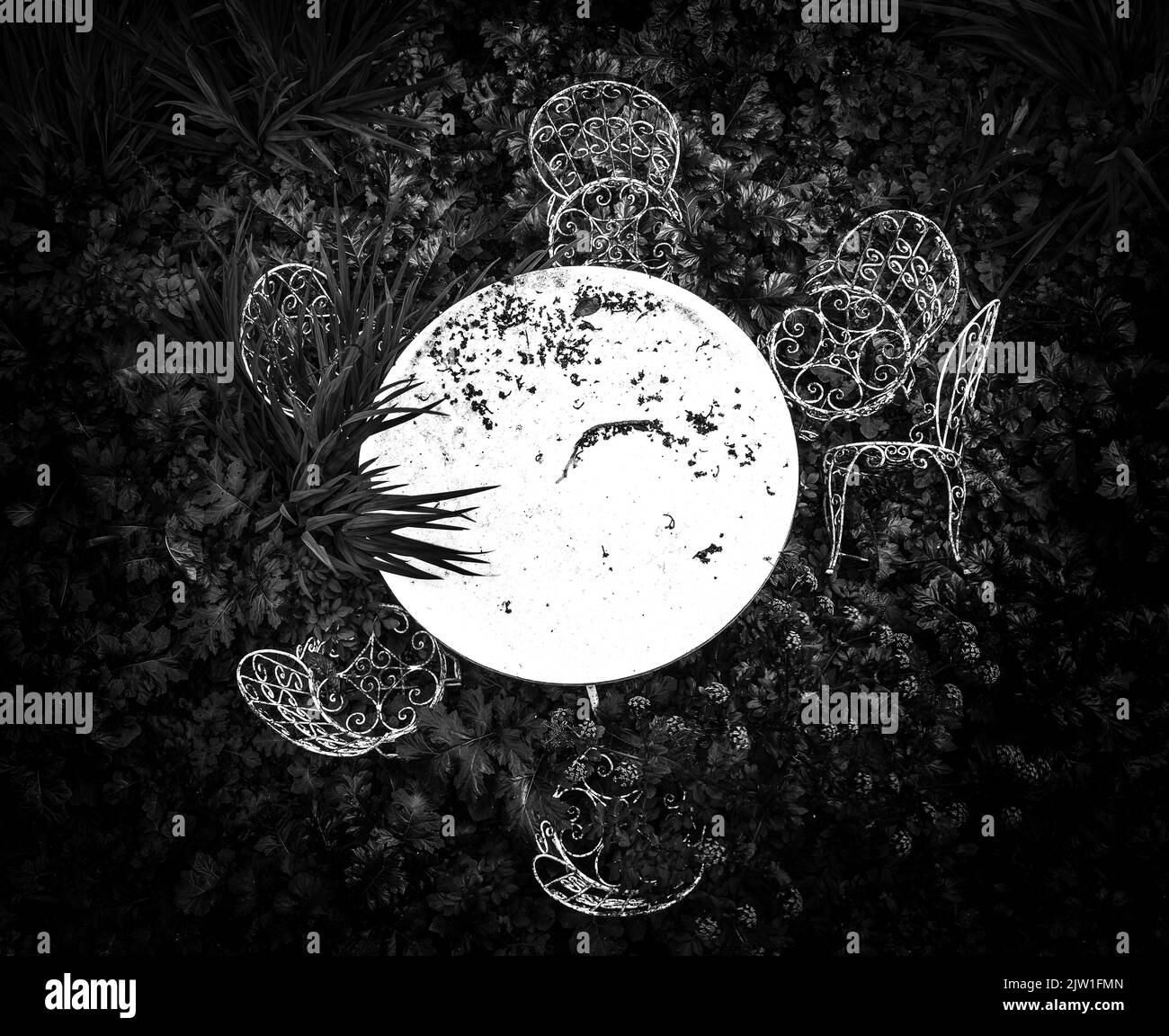 Wrought iron garden furniture Black and White Stock Photos & Images Alamy