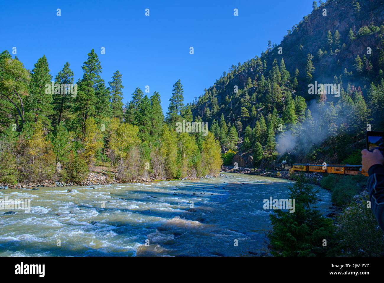 Steam Engine train ride from Durango to Silverton in late Summer Stock ...