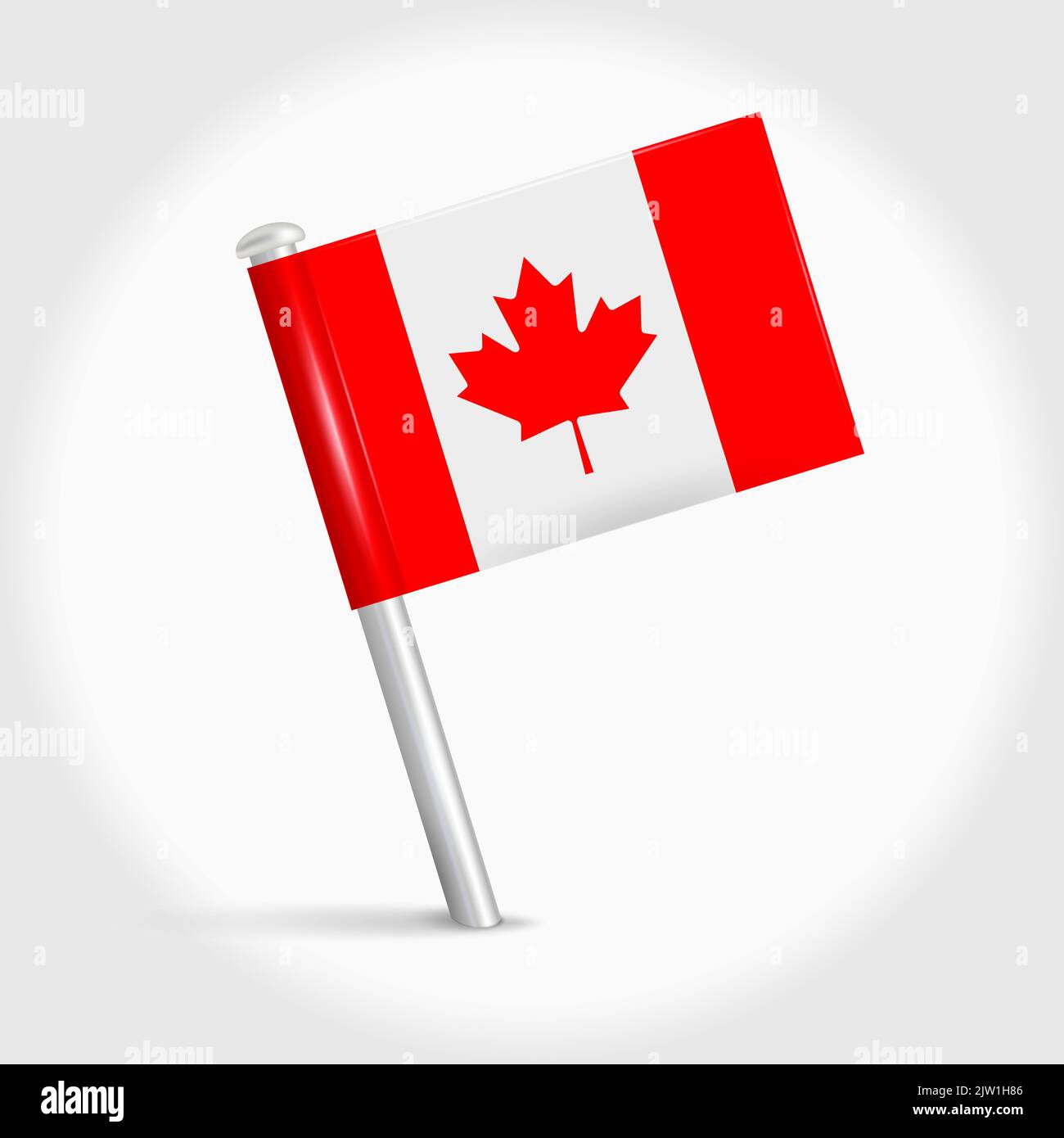 Canada map pin flag icon. Canadian pennant map marker on a metal needle ...