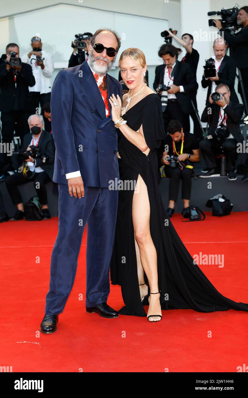 Luca Guadagnino and Chloe Sevigny attend the premiere of 'Bones and All' during the 79th Venice International Film Festival at Palazzo del Cinema on the Lido in Venice, Italy, on 02 September 2022. Stock Photo