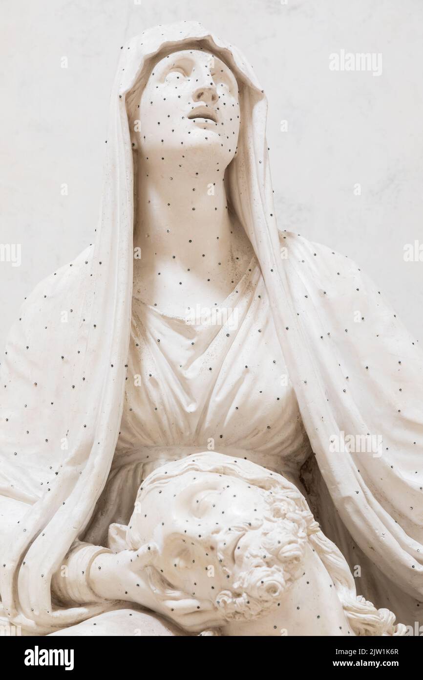 Possagno, Italy - August 2022: Antonio Canova sculpture,  Lamentation over the Dead Christ - 1822 Stock Photo