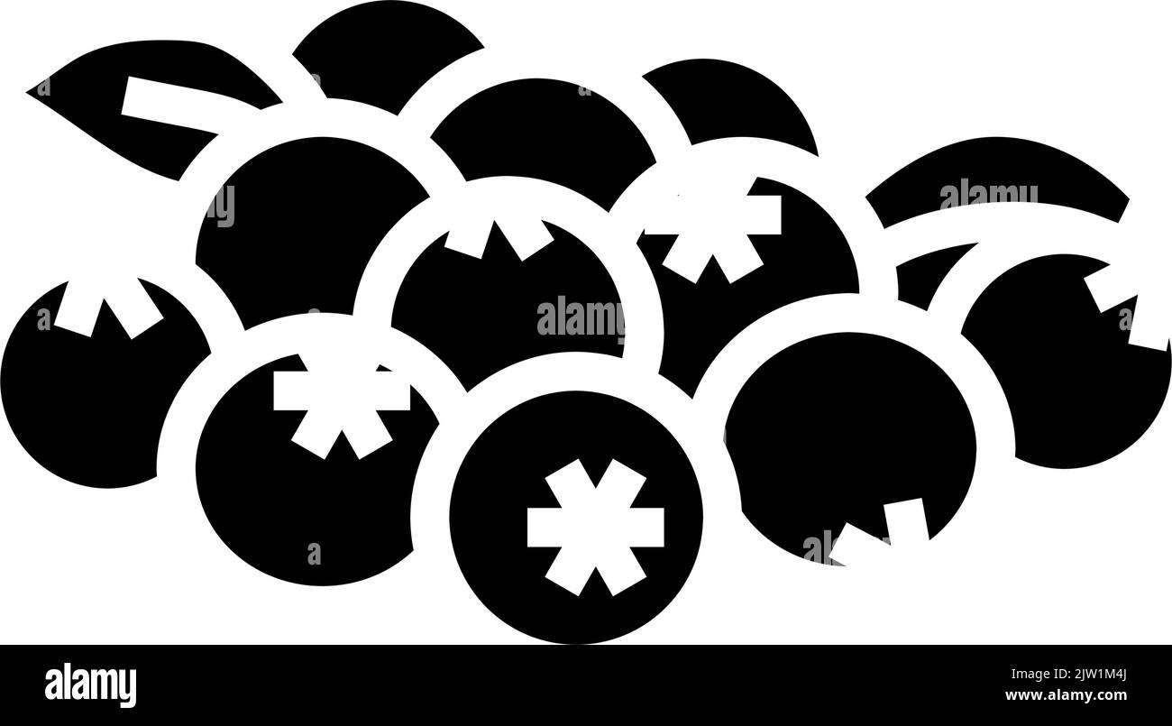 bunch of blueberries leaf glyph icon vector illustration Stock Vector ...