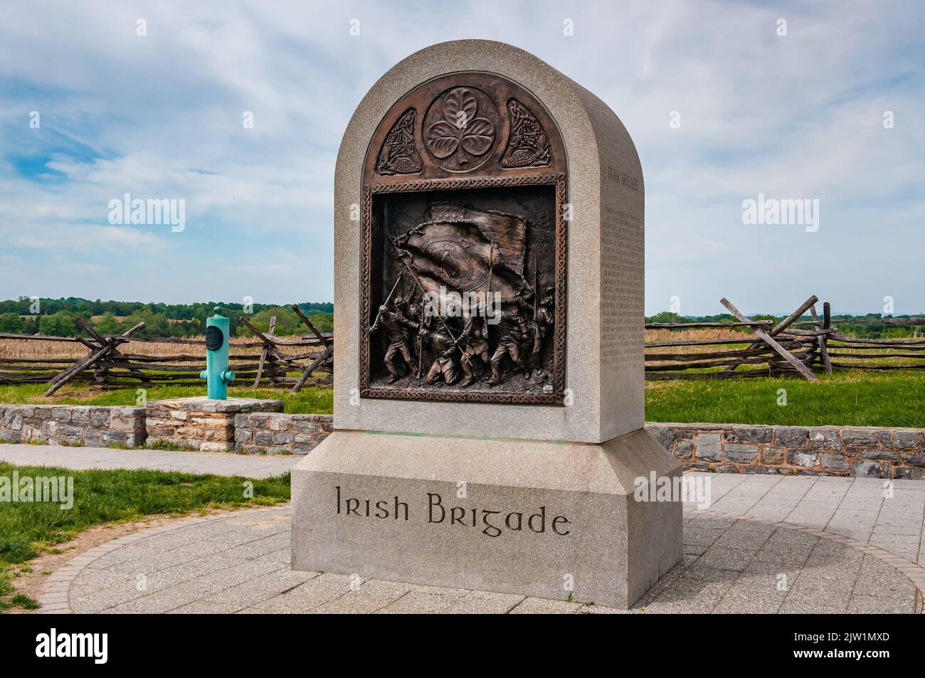 The Irish Brigade Monument, Antietam National Battlefield, Maryland USA, Sharpsburg, Maryland Stock Photo