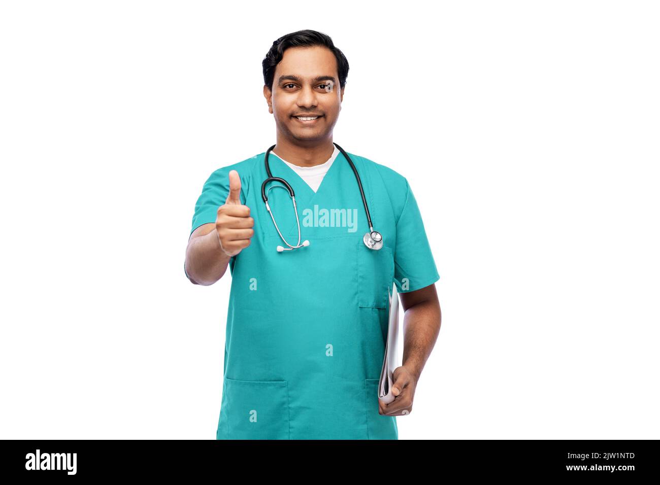 Indian male doctor showing thumbs hi-res stock photography and images ...