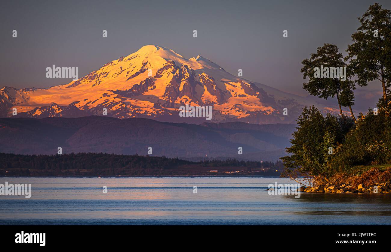 Mount Baker from Orcas Island, Washington Stock Photo