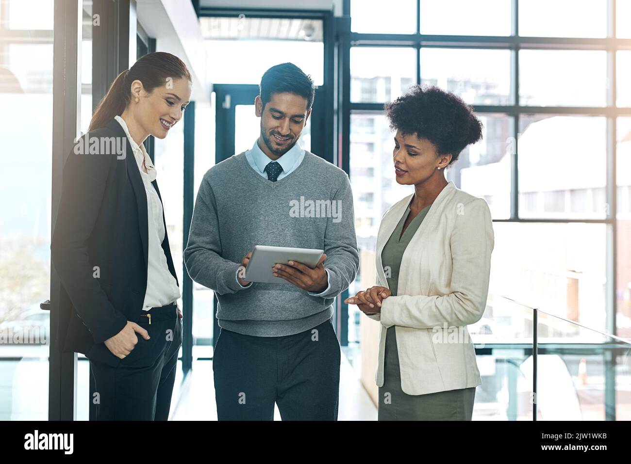 Success is a sure thing with teamwork and technology. a diverse group ...