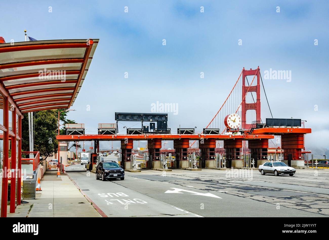 A toll booth at The Golden Gate Bridge in San Francisco, California